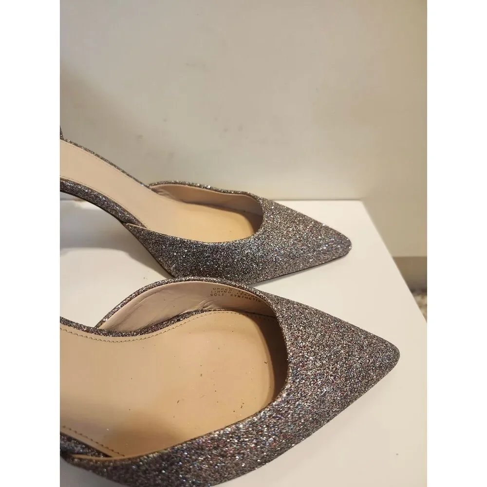 J.Crew Iridescent Glitter D'Orsay Pointed Toe Pumps Sz. 7 $228 Made in Italy